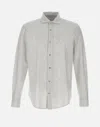 Eleventy Slim Fit Striped Cotton Shirt With Vertical Stripes