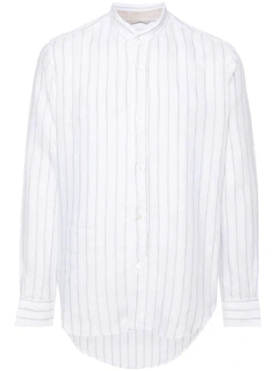 Eleventy White Striped Shirt