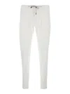 Eleventy Men White Pants With Elastic Drawstring Waist And Tapered Leg In Cotton Blend Stretch Woman In White