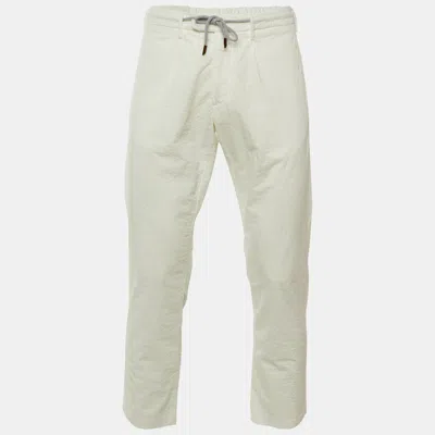 Pre-owned Eleventy White Textured Cotton Pants L/waist 33"