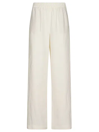Eleventy Wide-leg Palazzo Trousers With Lurex Accents In White