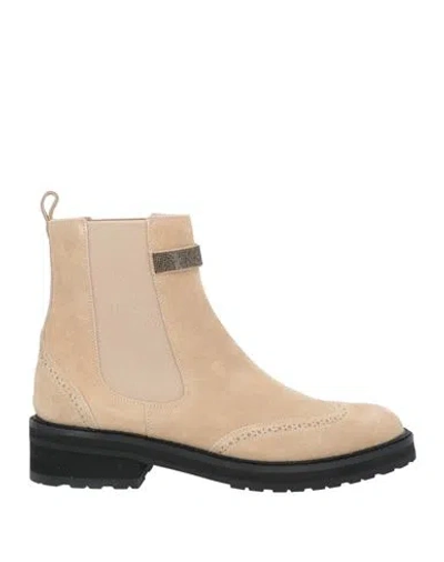 Eleventy Woman Ankle Boots Beige Size 6 Leather In Multi