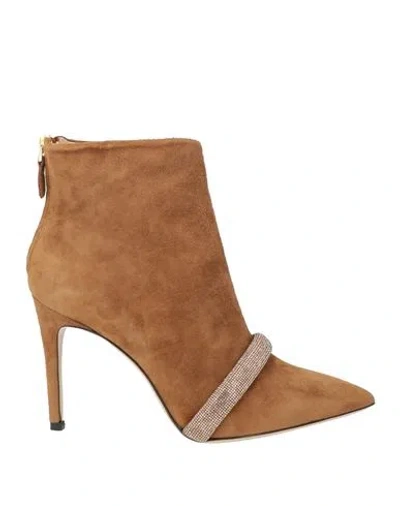 Eleventy Woman Ankle Boots Camel Size 8 Leather In Neutral
