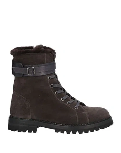 Eleventy Woman Ankle Boots Charcoal Size 6 Leather In Grey