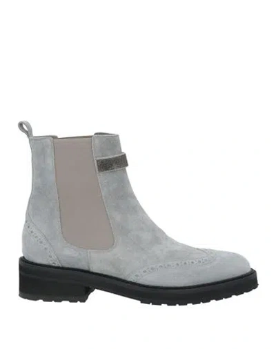 Eleventy Woman Ankle Boots Grey Size 6 Leather In Gray