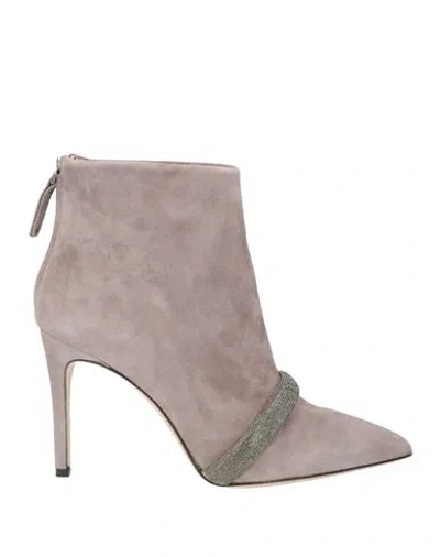 Eleventy Woman Ankle Boots Grey Size 9 Leather In Neutral