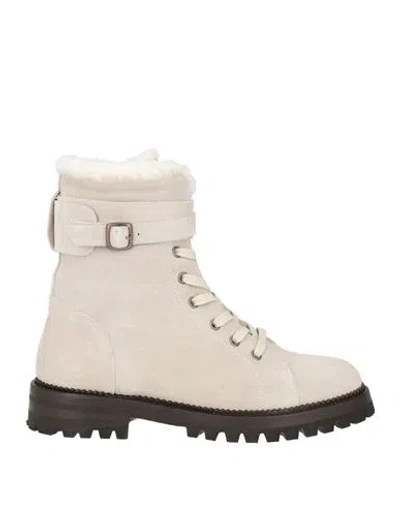 Eleventy Woman Ankle Boots Light Grey Size 10 Leather In Neutral
