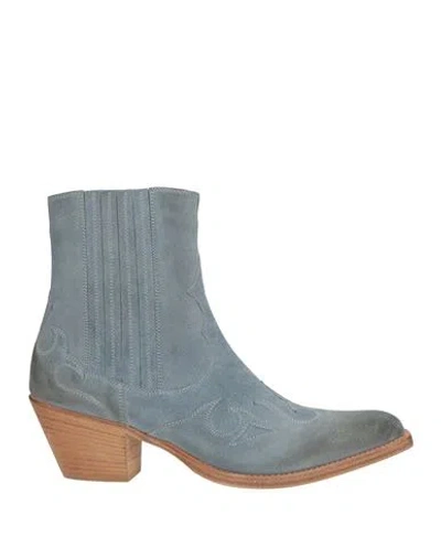 Eleventy Woman Ankle Boots Slate Blue Size 9 Leather In Multi