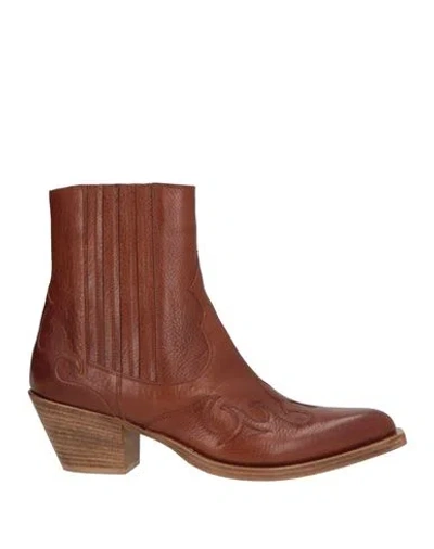 Eleventy Woman Ankle Boots Tan Size 9 Leather In Brown