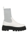 Eleventy Leather Ankle Sock Boots In White