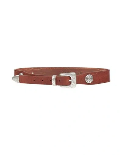 Eleventy Woman Belt Brown Size 32 Leather, Metal