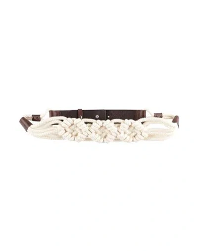 Eleventy Woman Belt Dark Brown Size 32 Leather, Textile Fibers In Metallic