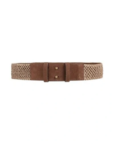Eleventy Woman Belt Khaki Size 32 Leather In Beige