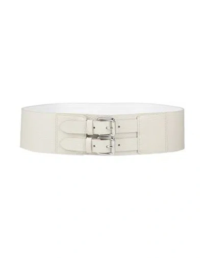 Eleventy Woman Belt Light Grey Size 30 Leather In White