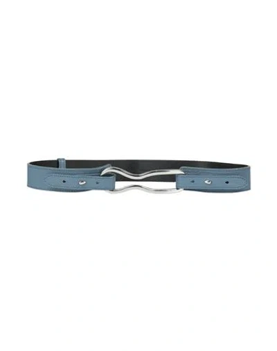 Eleventy Woman Belt Slate Blue Size 34 Leather