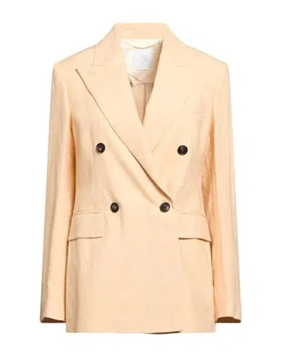 Eleventy Woman Blazer Apricot Size 2 Linen In Orange