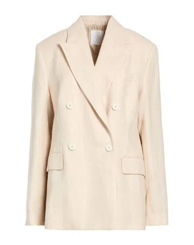 Eleventy Woman Blazer Beige Size 0 Linen, Wool, Silk In Pink