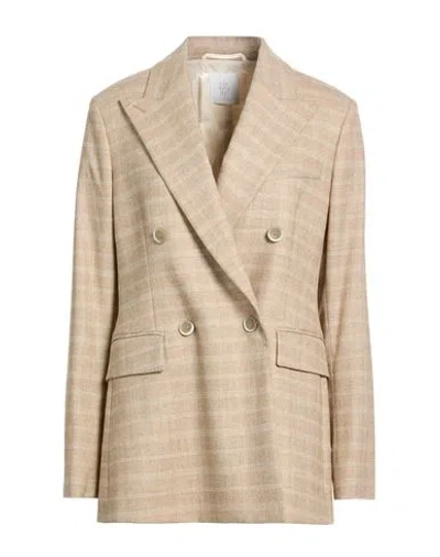 Eleventy Woman Blazer Beige Size 4 Wool, Cashmere, Elastane, Polyamide, Polyester In Brown