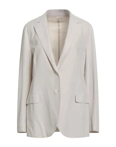 Eleventy Woman Blazer Beige Size 8 Cotton, Polyamide In Gray