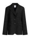 Eleventy Woman Blazer Black Size 8 Wool, Elastane In Animal Print