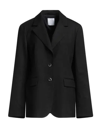Eleventy Woman Blazer Black Size 8 Wool, Elastane In Animal Print