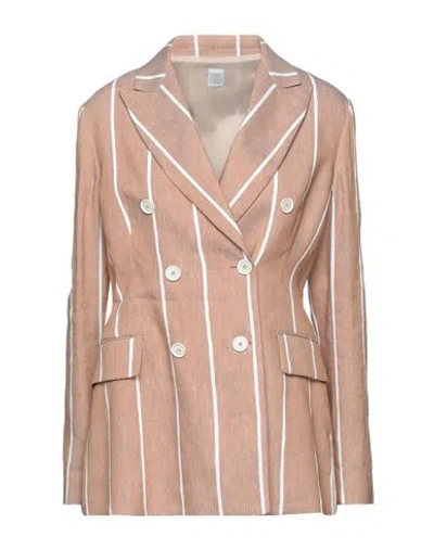 Eleventy Woman Blazer Camel Size 8 Linen, Viscose In Beige