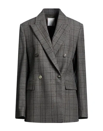 Eleventy Woman Blazer Charcoal Size 8 Wool, Elastane, Metallic Fiber In Gray