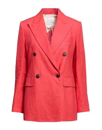 Eleventy Woman Blazer Coral Size 2 Linen In Red