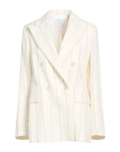 Eleventy Woman Blazer Cream Size 6 Linen, Wool In White