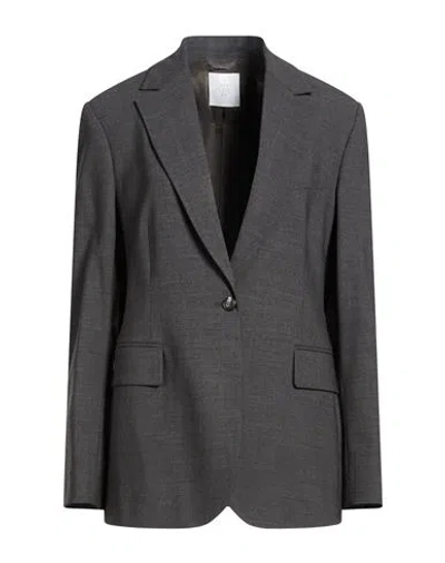 Eleventy Woman Blazer Grey Size 10 Wool, Elastane In Animal Print