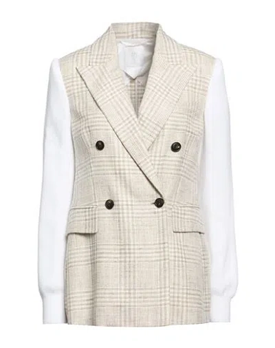 Eleventy Woman Blazer Grey Size 2 Viscose, Wool, Linen In Neutral