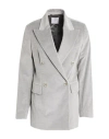 Eleventy Woman Blazer Grey Size 8 Cotton, Cashmere, Elastane In Gray