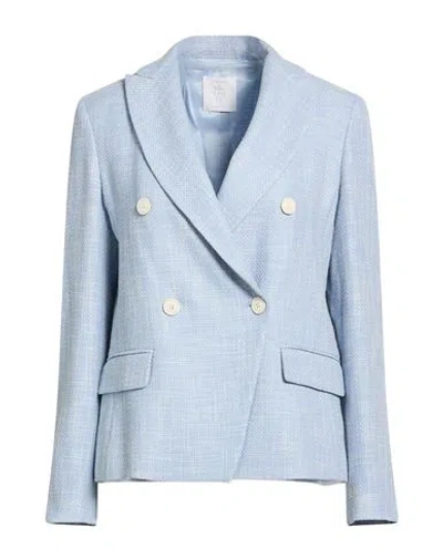 Eleventy Woman Blazer Light Blue Size 0 Wool, Cotton, Silk, Linen