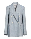 Eleventy Woman Blazer Light Blue Size 6 Linen, Acetate, Viscose