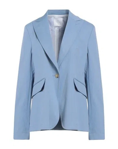 Eleventy Woman Blazer Light Blue Size 8 Cotton, Viscose, Elastane