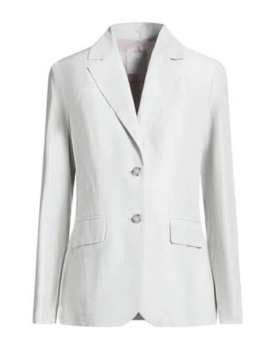 Eleventy Woman Blazer Light Grey Size 2 Cotton, Linen, Polyamide, Elastane In Gray