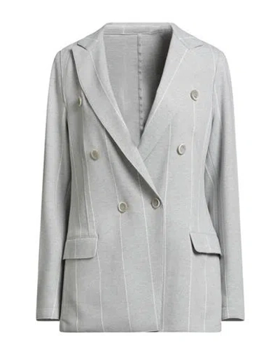 Eleventy Woman Blazer Light Grey Size 2 Polyester, Viscose, Polyamide, Elastane In Gray
