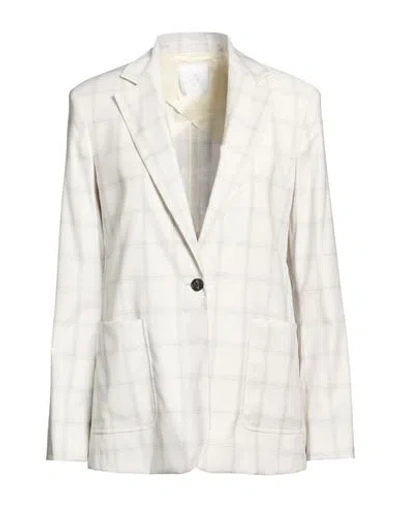 Eleventy Woman Blazer Light Grey Size 2 Wool, Viscose, Elastane In White