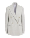 Eleventy Woman Blazer Light Grey Size 6 Alpaca Wool, Polyamide, Linen, Viscose, Cashmere In Gray