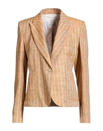 Eleventy Woman Blazer Mustard Size 2 Hemp, Linen In Brown