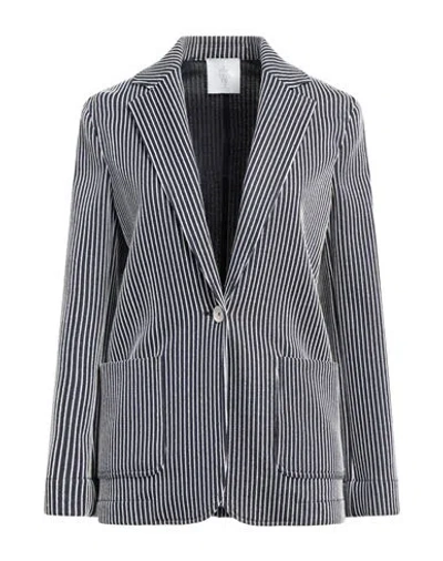 Eleventy Woman Blazer Navy Size 10 Cotton, Viscose, Polyamide, Polyester, Elastane