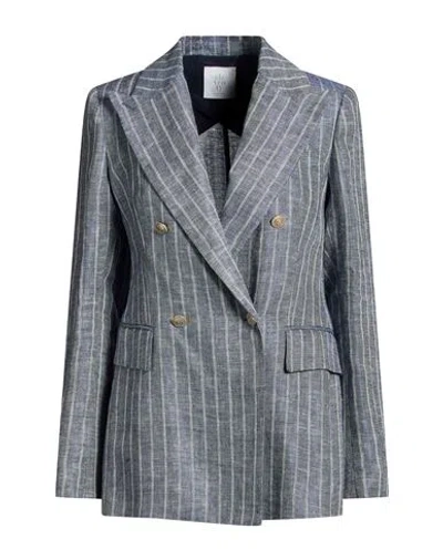 Eleventy Woman Blazer Navy Size 2 Hemp, Linen In Gray