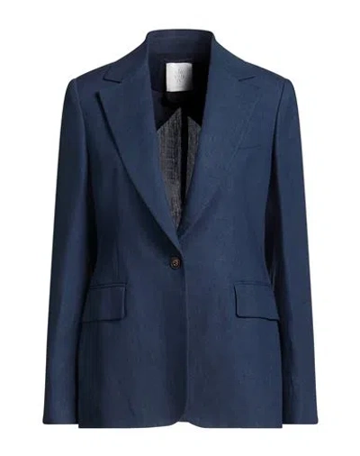 Eleventy Woman Blazer Navy Size 2 Linen In Blue