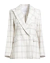 Eleventy Woman Blazer Off White Size 4 Linen, Wool In Multi