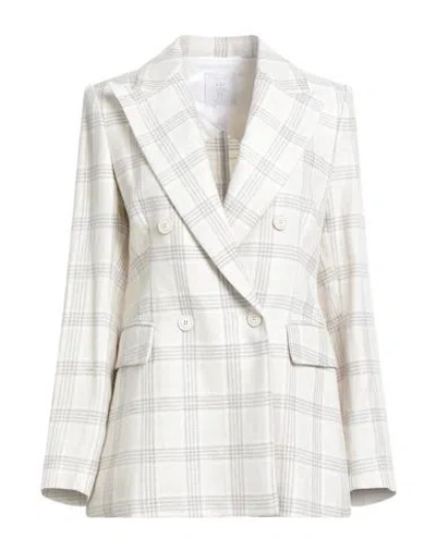 Eleventy Woman Blazer Off White Size 4 Linen, Wool In Multi