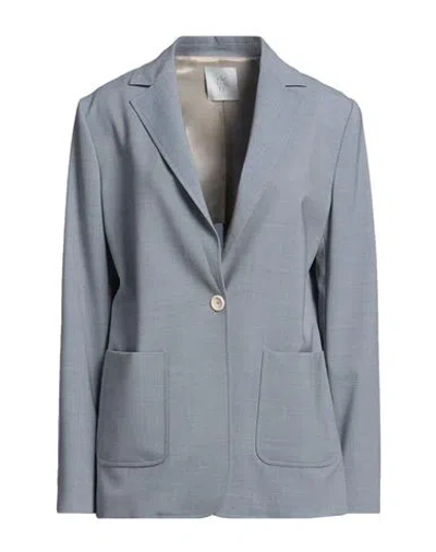 Eleventy Woman Blazer Pastel Blue Size 8 Wool, Elastane