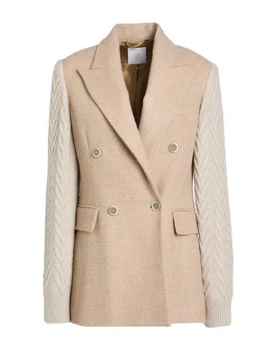 Eleventy Woman Blazer Sand Size 4 Alpaca Wool, Polyamide, Linen, Viscose, Cashmere