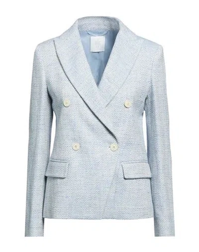Eleventy Woman Blazer Sky Blue Size 2 Cotton, Linen, Viscose