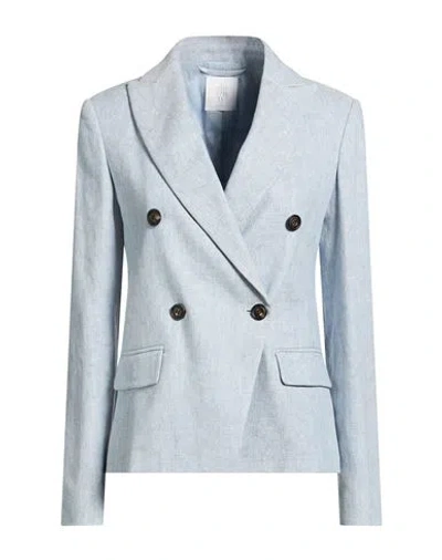 Eleventy Woman Blazer Sky Blue Size 2 Linen, Cotton, Viscose, Polyester