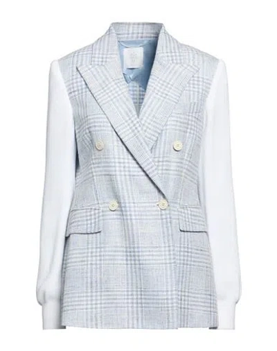 Eleventy Woman Blazer Sky Blue Size 2 Viscose, Wool, Linen